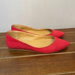 Lucky Brand Red Suede Pointed Toe Flats Women's Size 9